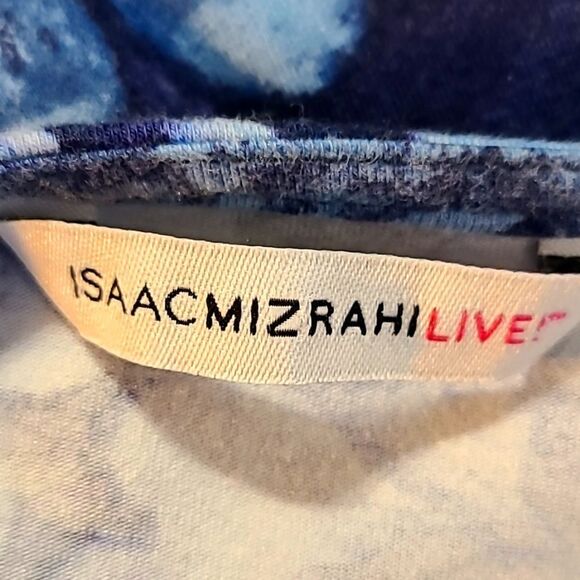 Isaac Mizrahi Shades of Blue Aysemetrical Tunic Top, Ruffled Hemline, Size Large - Picture 10 of 12